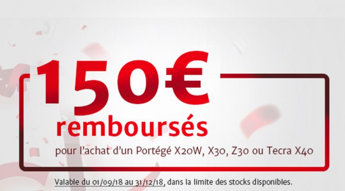 Jusqu’au 31 décembre 2018, Toshiba rembourse 150 € sur ses PC professionnels