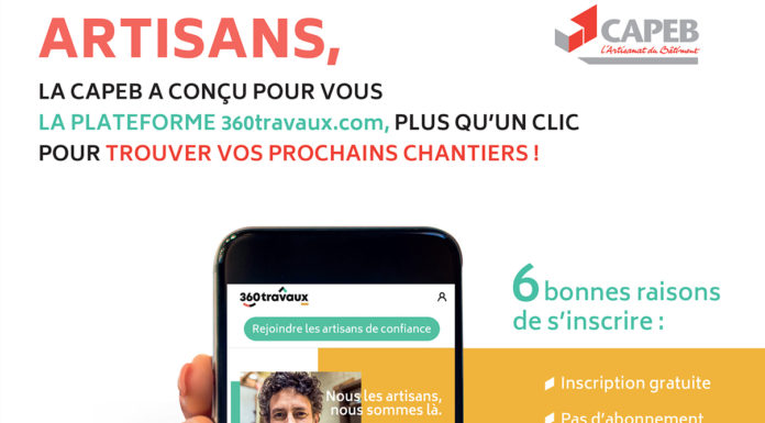 Lancement de 360travaux® : la première plateforme de travaux conçue par et pour les artisans du bâtiment La Capeb lance, en partenariat avec plusieurs actionnaires, la première plateforme Web de mise en relation des artisans du bâtiment avec leurs futurs clients jusqu’à l’achèvement des travaux.