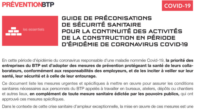Reprise ou non des chantiers : le guide officiel de recommandations de l’OPPBTP vient enfin de paraître