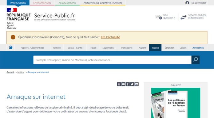 Arnaques sur internet, messages ou appels frauduleux : conseils pratiques avec Service-Public.fr.